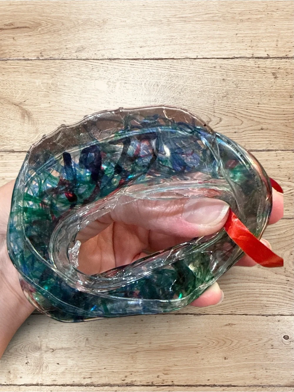 Vintage Melted Plastic Wreath Christmas Ornaments Set 2 Retro Suncatcher